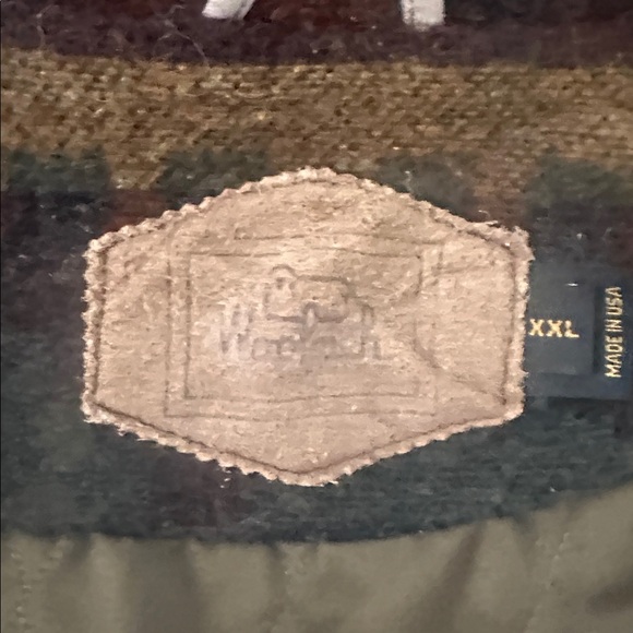 WOOLRICH VINTAGE Aztec Wool Leather JackeT Barn Saddle Chore Lined Navajo XXL - Picture 2 of 11